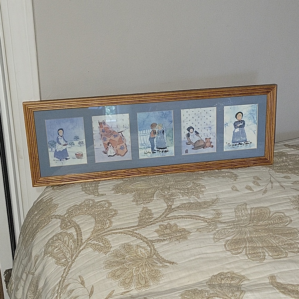 BARBARA RASA BATIKS 5 ADORABLE PICTURES Amish Baby Kids ORIGINAL ART